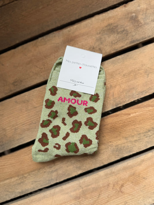 Chaussettes fantaisie "Amour" - Vert