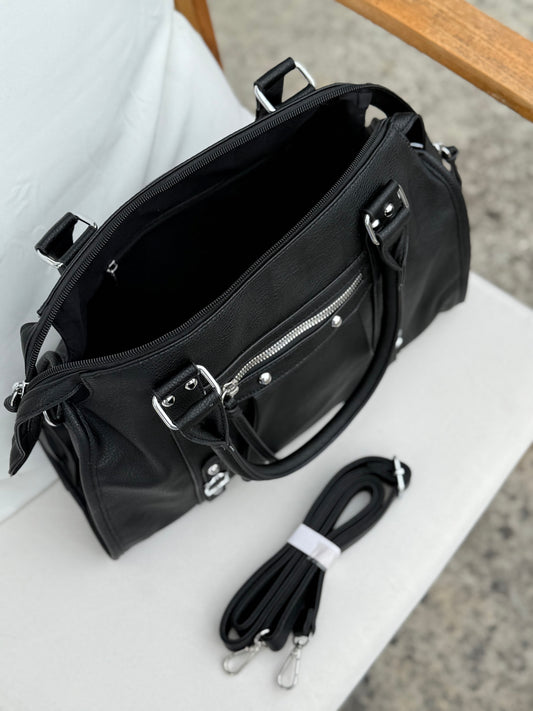 Sac à main pour les cours "Pauline" Noir mat XL