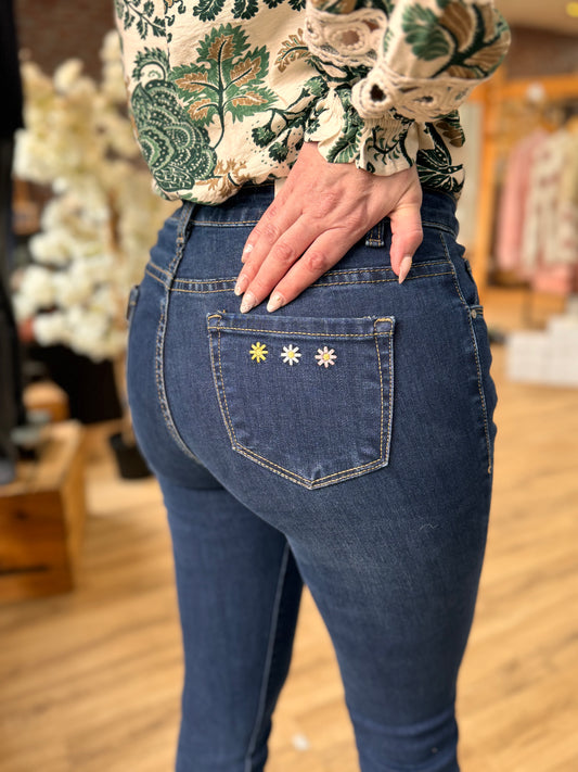 Jean slim flowers