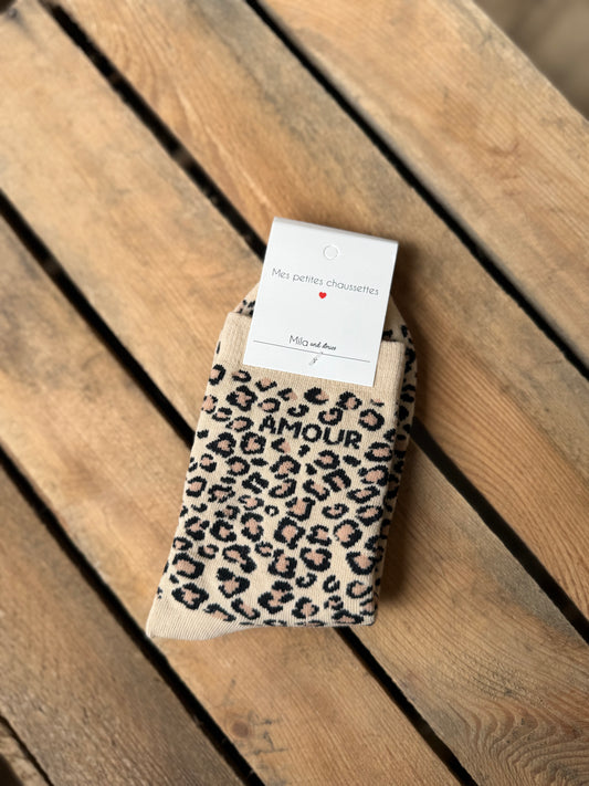 Chaussettes fantaisie "Amour" - Léopard